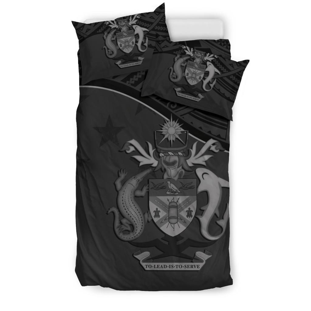Solomon Island Duvet Cover Set - Flag & Coat Of Arms Black - Polynesian Pride