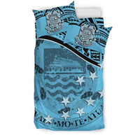 Tuvalu Duvet Cover Set - Coat Of Arms & Flag Blue - Polynesian Pride