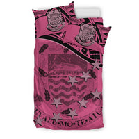 Tuvalu Duvet Cover Set - Coat Of Arms & Flag Pink - Polynesian Pride