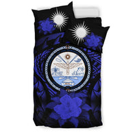 Marshall Island Duvet Cover Set - Marshall Island Seal & Dark Blue Hibiscus - Polynesian Pride