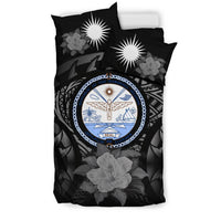 Marshall Island Duvet Cover Set - Marshall Island Seal & Gray Hibiscus - Polynesian Pride