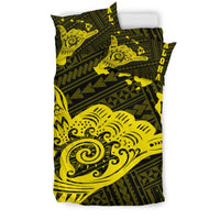 Hawaiian Shaka Aloha Map Polynesian Bedding Set Yellow - Polynesian Pride
