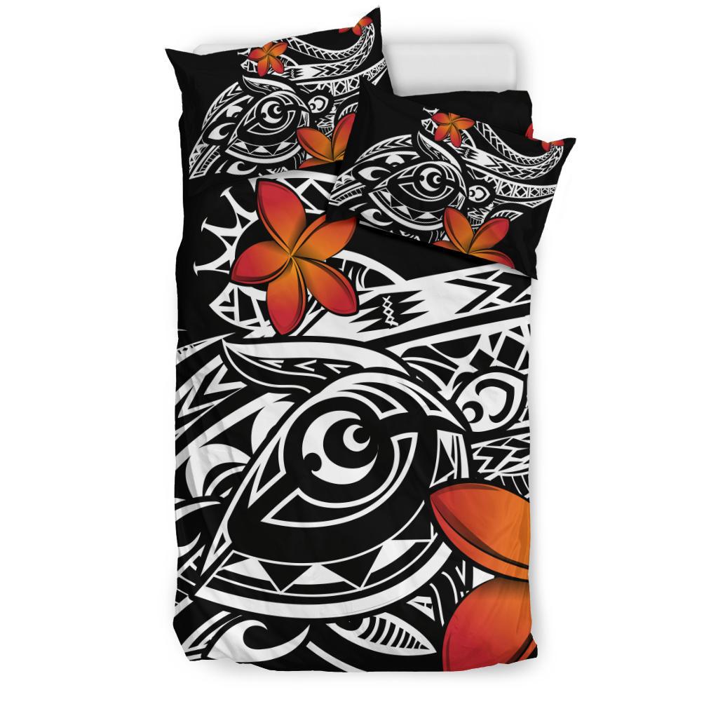 Hawaiian Big Turtle Swim Plumeria Polynesian Bedding Set - Polynesian Pride