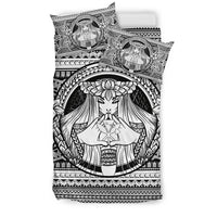 Hawaiian Map Madame Pele Kanaka Plumeria Polynesian Bedding Set White - Polynesian Pride