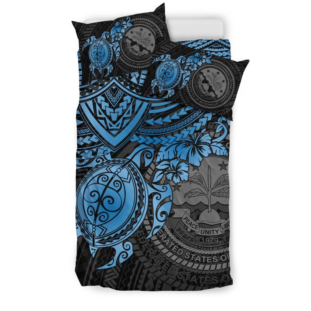 Federated States Of Micronesia Duvet Cover Set - Blue Turtle - Polynesian Pride