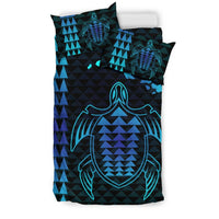 Hawaiian Map Kakau Turtle Polynesian Bedding Set - Blue - Polynesian Pride