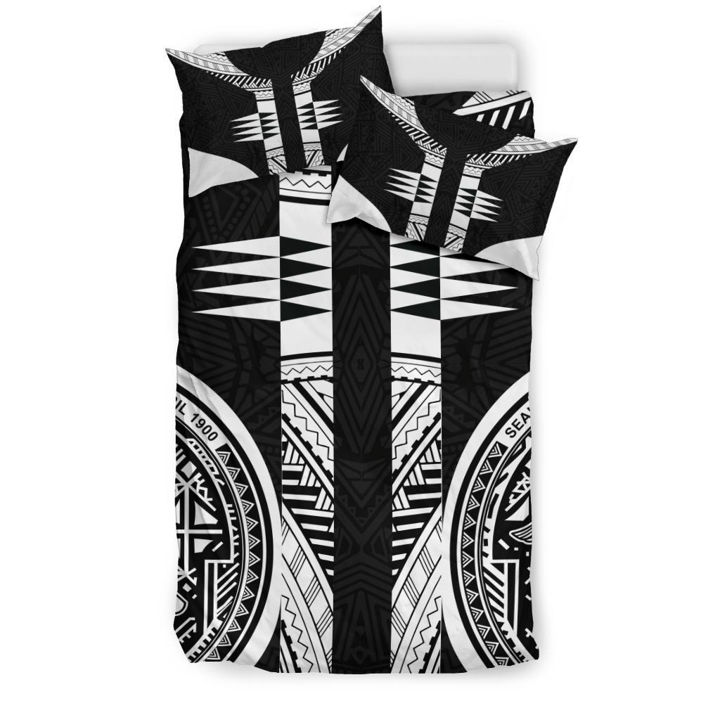 American Samoa Polynesian Duvet Cover Set - Black Armor Tattoo - Polynesian Pride