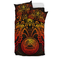 American Samoa Polynesian Duvet Cover Set - Red Turtle Manta Ray - Polynesian Pride