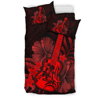 Hawaii Bedding Set - Hawaii Ukulele Flower Bedding Set - Red - Polynesian Pride
