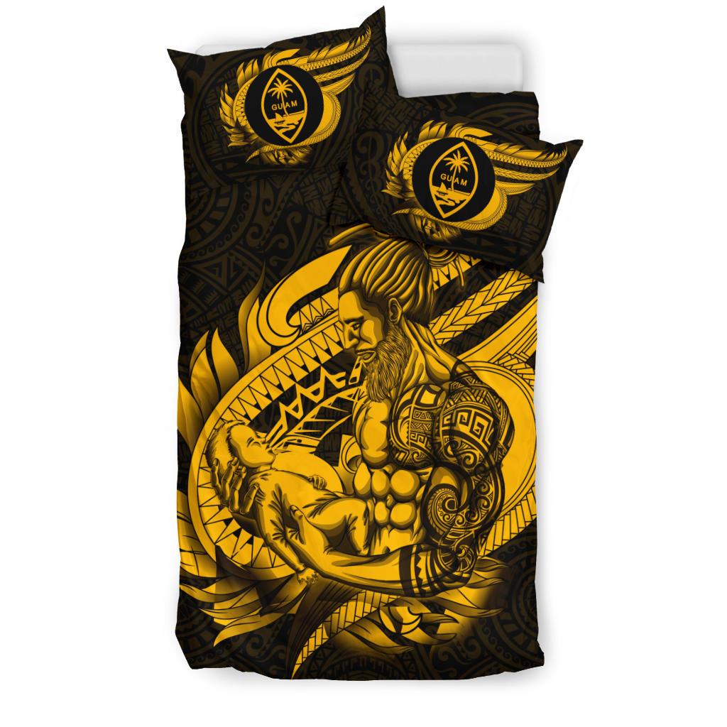 Polynesian Bedding Set - Guam Duvet Cover Set Father And Son Gold - Polynesian Pride