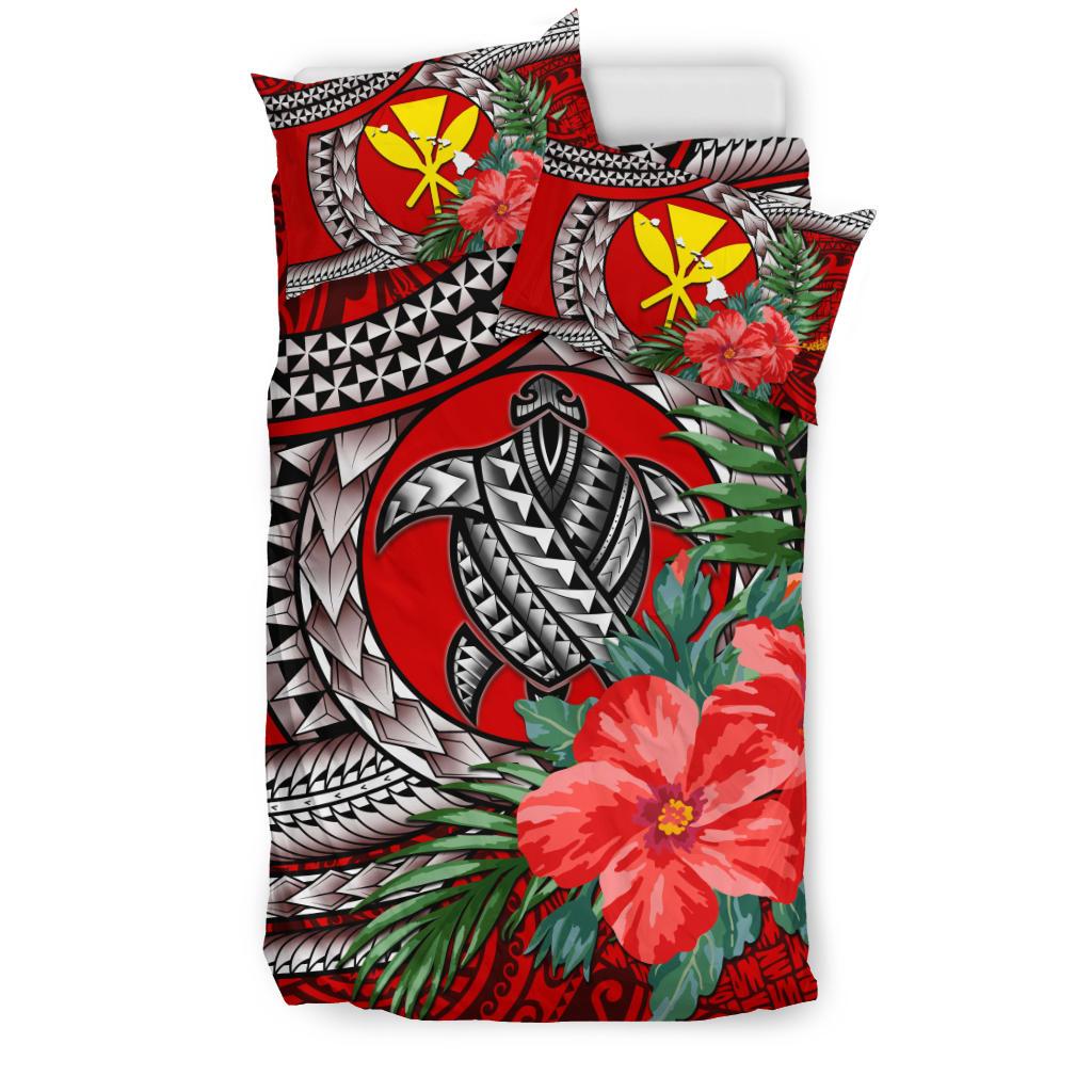 Kanaka Maoli (Hawaiian) Bedding Set - Polynesian Turtle Hibiscus Red - Polynesian Pride