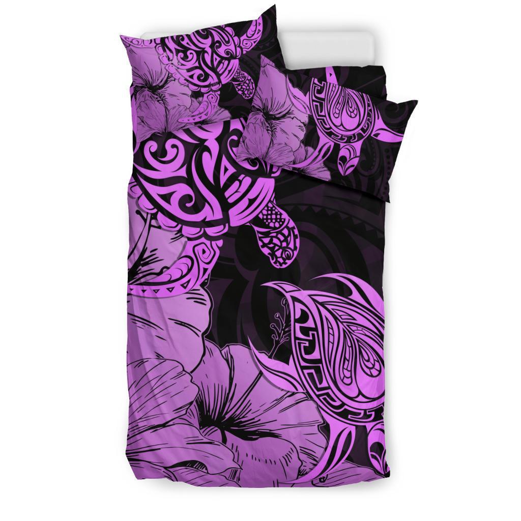 Hawaii Turtle Bedding Set Polynesian Hibiscus Art Pink AH - Polynesian Pride