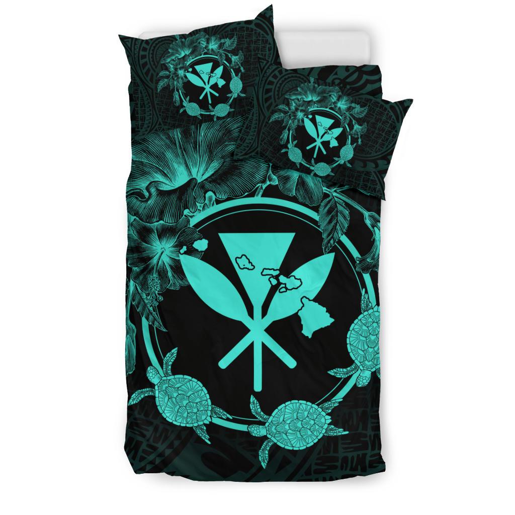 Hawaii Kanaka Turtle Hibiscus Polynesian Bedding Set - Anthea Style Turquoise - Polynesian Pride