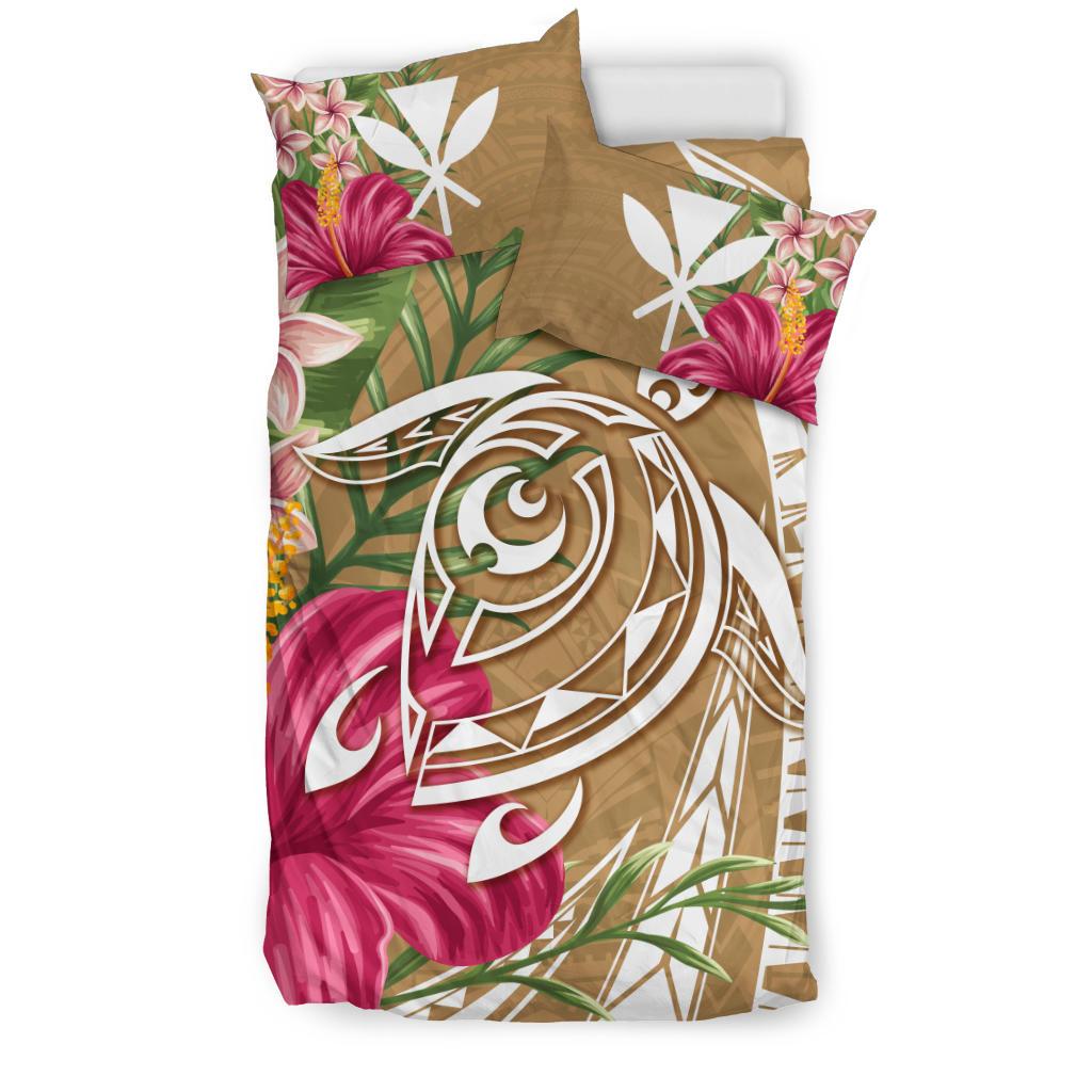 Hawaii Polynesian Turtle Tropical Hibiscus Plumeria Bedding Set - Gold - Polynesian Pride
