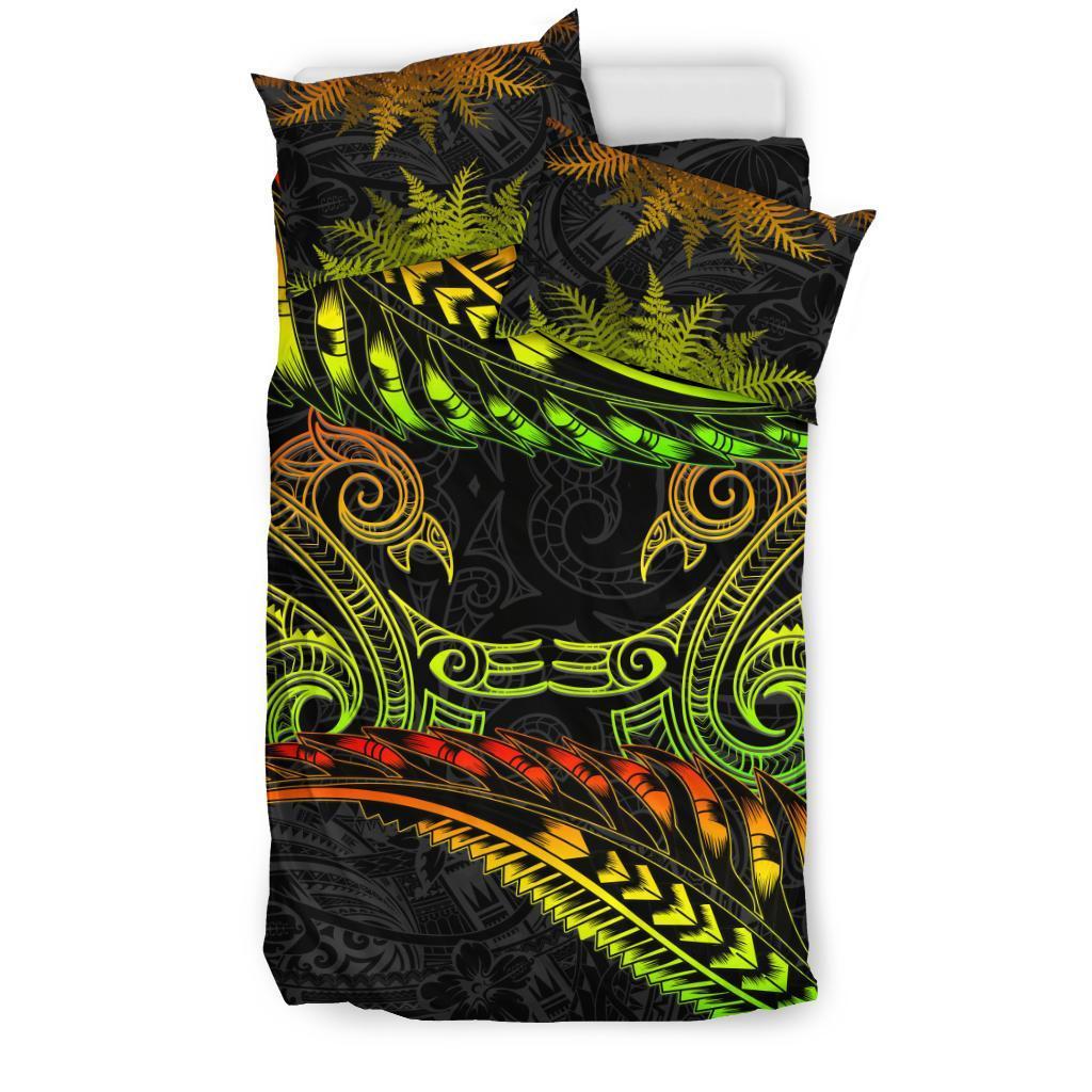 New Zealand Bedding Set Reggae Manaia Maori - Silver Fern Duvet Cover - Polynesian Pride