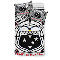 Samoa Bedding Set - Samoa Coat Of Arm, Polynesian Tattoo White And Black - Polynesian Pride