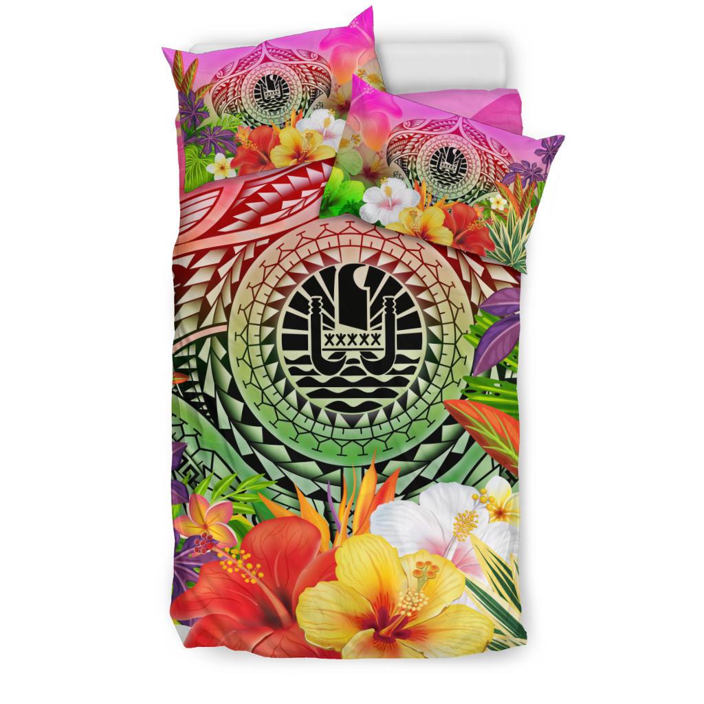 Tahiti Polynesian Bedding Set - Manta Ray Tropical Flowers - Polynesian Pride