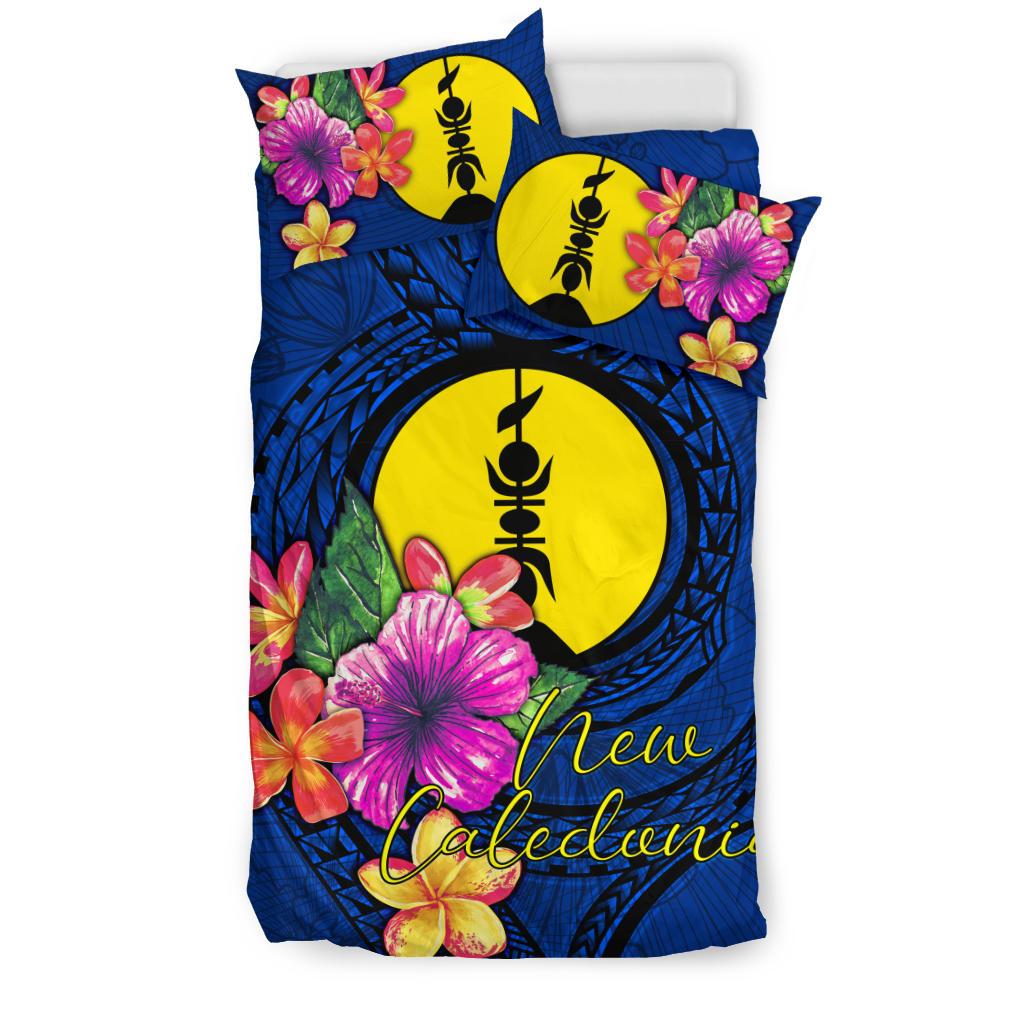 Polynesian Bedding Set - New Caledonia Duvet Cover Set Floral With Seal Blue - Polynesian Pride