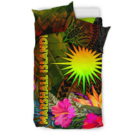 Marshall Islands Polynesian Bedding Set - Hibiscus and Banana Leaves - Polynesian Pride