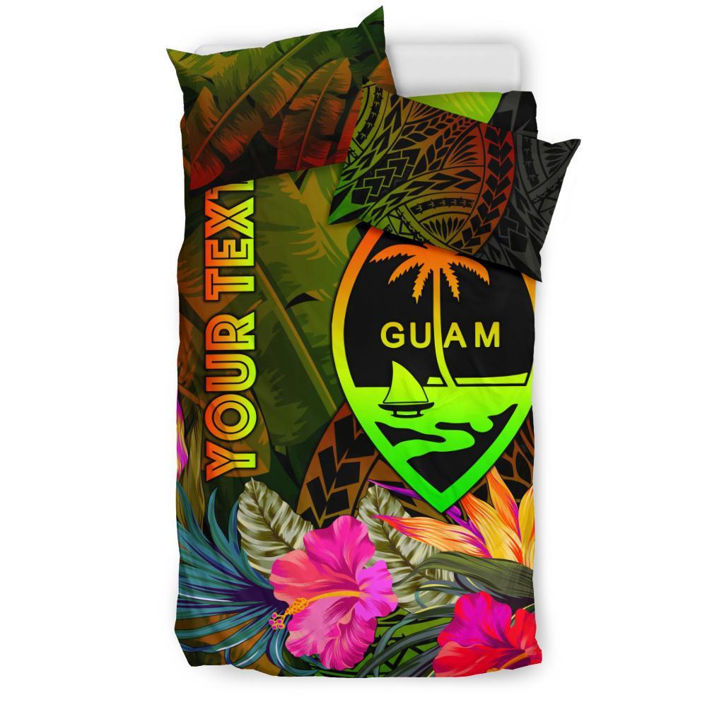 Guam Polynesian Personalised Bedding Set - Hibiscus and Banana Leaves - Polynesian Pride
