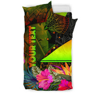 Tokelau Polynesian Personalised Bedding Set - Hibiscus and Banana Leaves - Polynesian Pride
