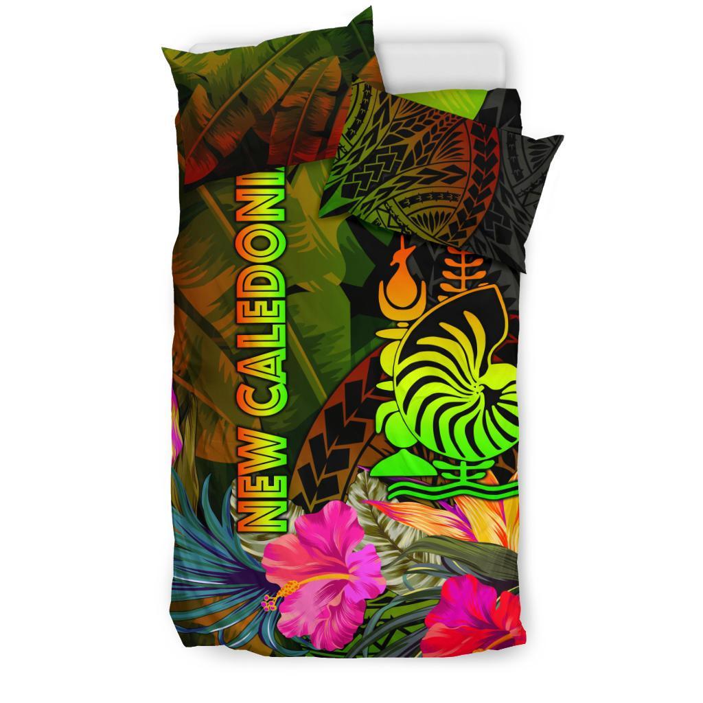 New Caledonia Polynesian Bedding Set - Hibiscus and Banana Leaves - Polynesian Pride