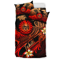 Tahiti Polynesian Bedding Set - Plumeria Flowers And Waves - Polynesian Pride