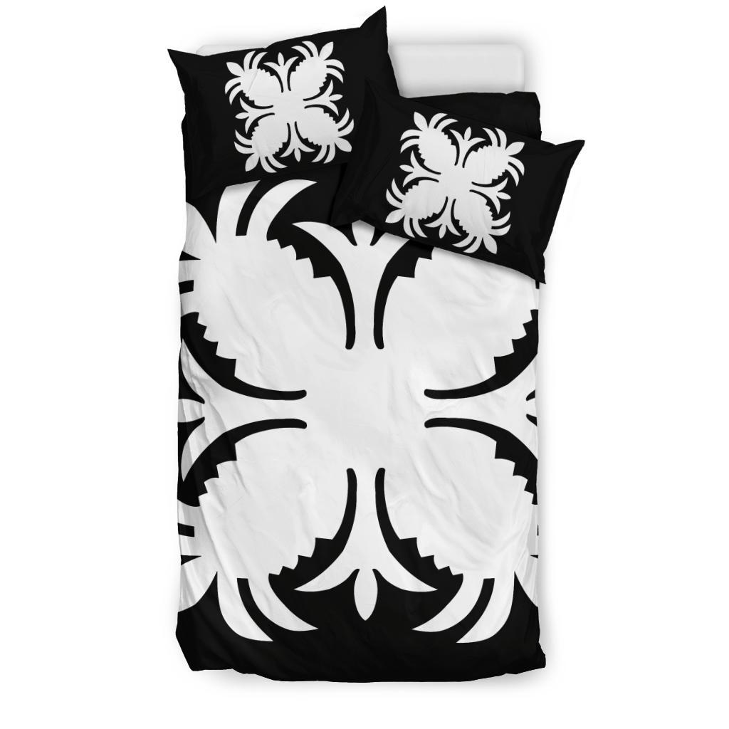 Hawaiian Bedding Set Royal Pattern - Black And White - A2 Style - Polynesian Pride