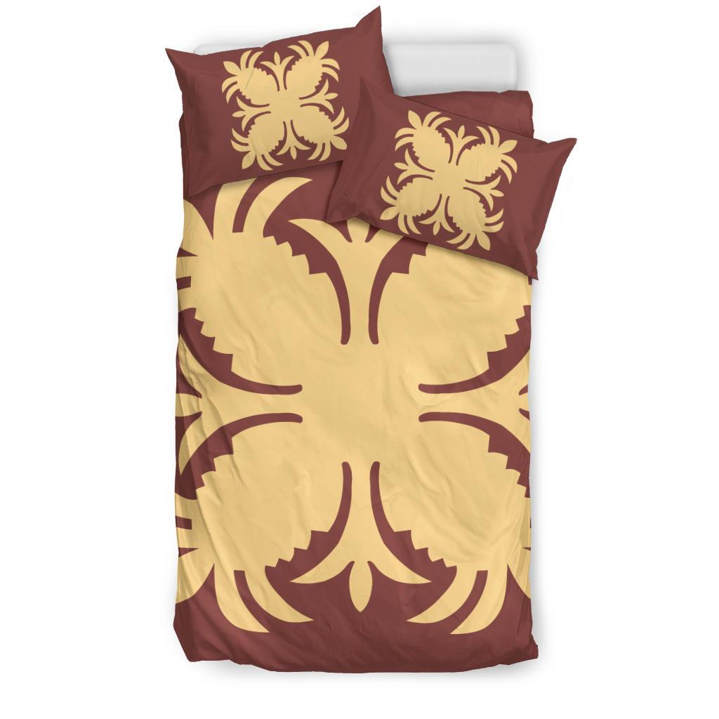 Hawaiian Bedding Set Royal Pattern - Coral - A2 Style - Polynesian Pride