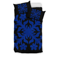 Hawaiian Bedding Set Royal Pattern - Black And Blue - C2 Style - Polynesian Pride