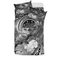 Federated States of Micronesia Bedding Set - Humpback Whale with Tropical Flowers (White) - Polynesian Pride
