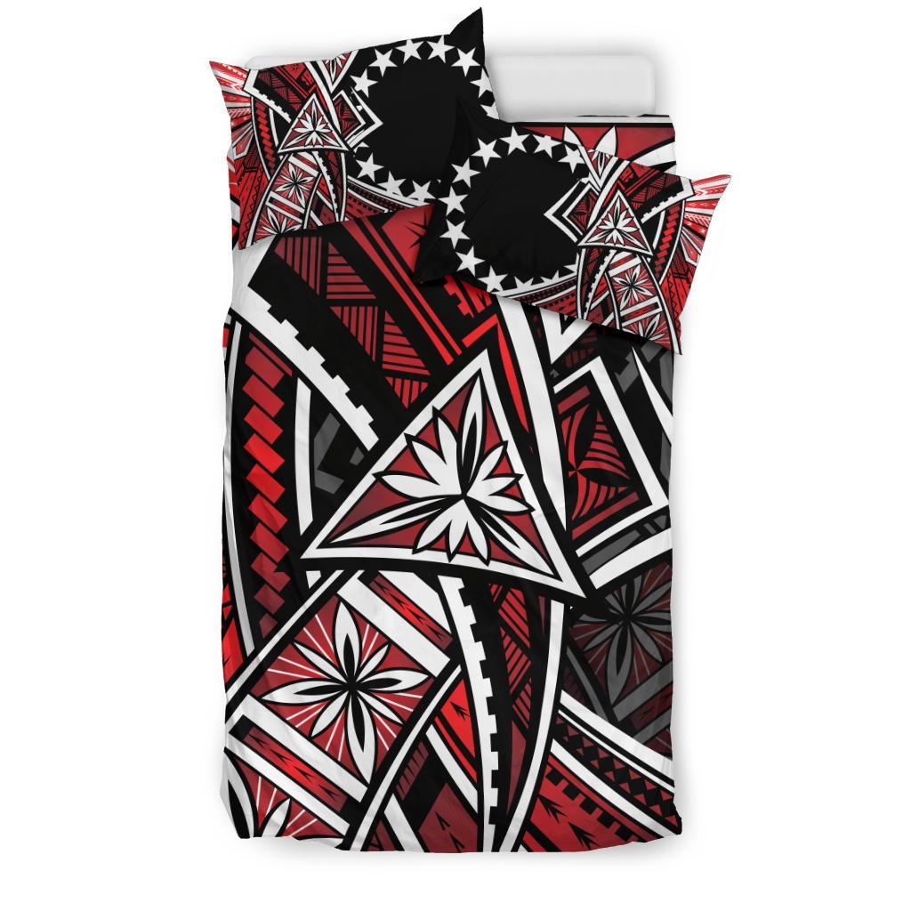 Cook Islands Bedding Set - Tribal Flower Special Pattern Red Color - Polynesian Pride