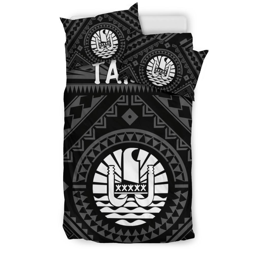 Tahiti Bedding Set - Tahiti Seal In Polynesian Tattoo Style (Black) - Polynesian Pride