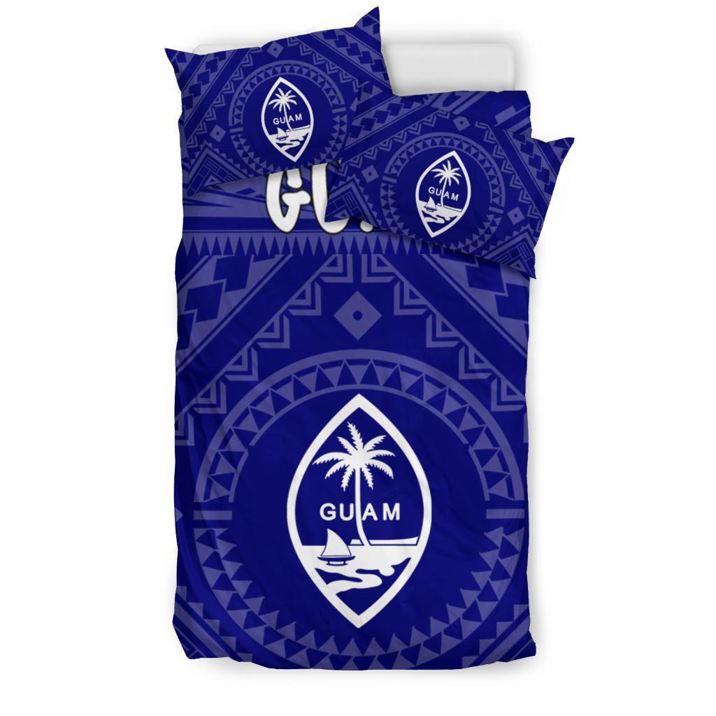 Guam Bedding Set - Guam Seal With Polynesian Tattoo Style (Blue) - Polynesian Pride
