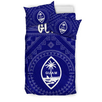 Guam Bedding Set - Guam Seal With Polynesian Tattoo Style (Blue) - Polynesian Pride