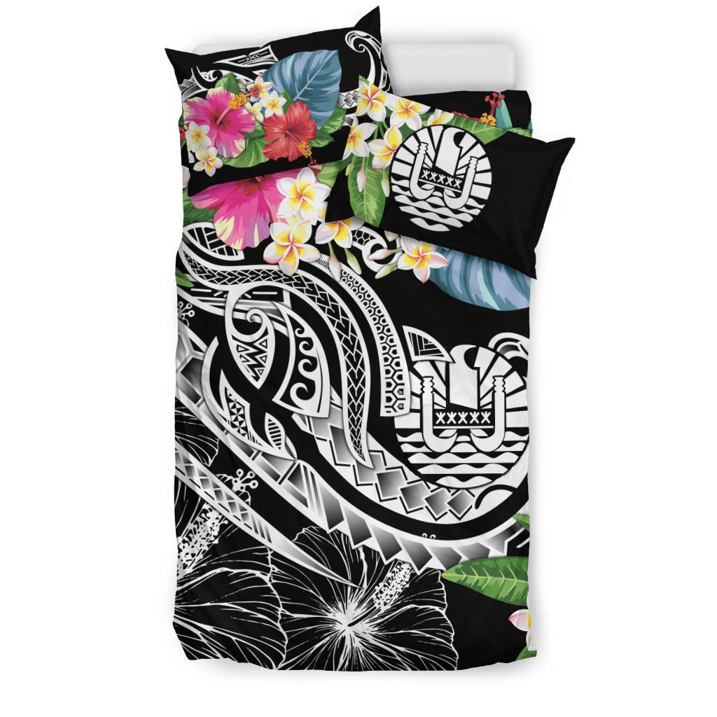 Tahiti Polynesian Bedding Set - Summer Plumeria (Black) - Polynesian Pride