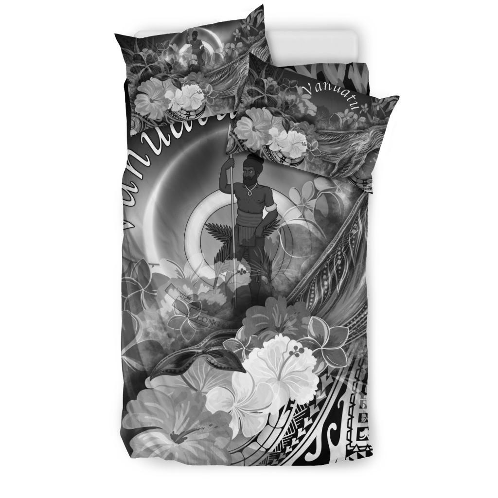 Vanuatu Bedding Set - Humpback Whale with Tropical Flowers (White) - Polynesian Pride