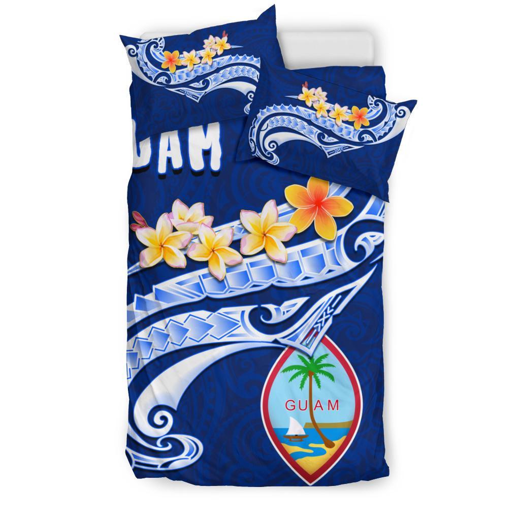 Guam Bedding Set - Guam Seal Polynesian Patterns Plumeria (Blue) - Polynesian Pride