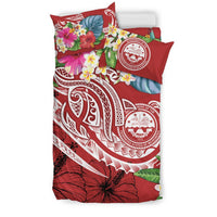 FSM Polynesian Bedding Set - Summer Plumeria (Red) - Polynesian Pride