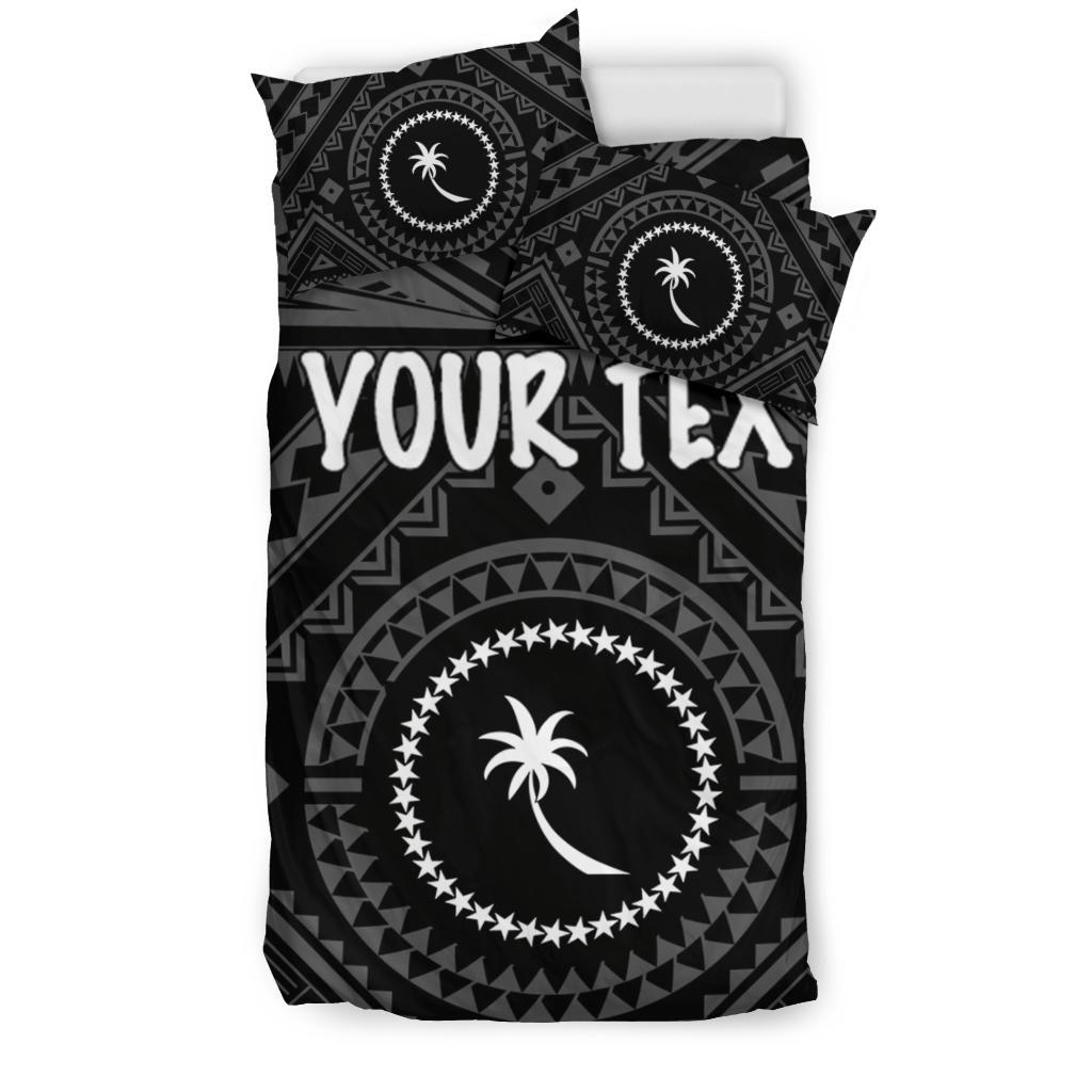 Chuuk Custom Personalised Bedding Set - Chuuk Seal With Polynesian Tattoo Style ( Black) - Polynesian Pride