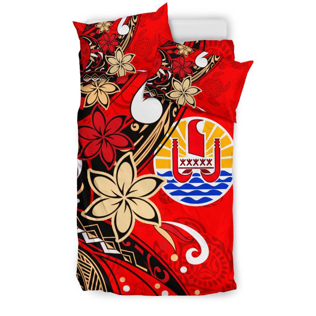 Tahiti Bedding Set - Tribal Flower With Special Turtles Red Color - Polynesian Pride