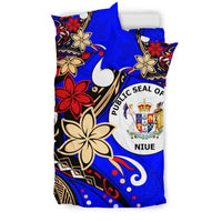 Niue Bedding Set - Tribal Flower With Special Turtles Blue Color - Polynesian Pride
