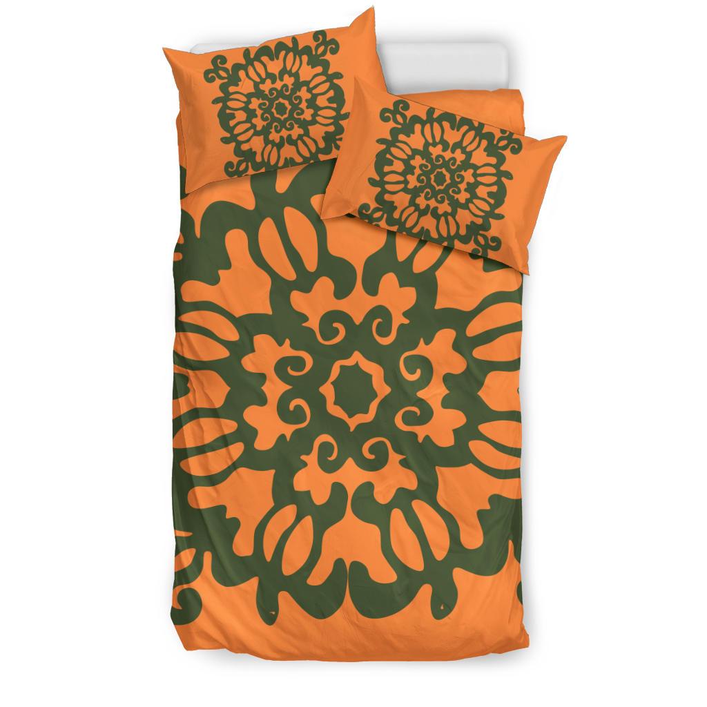 Hawaiian Quilt Turtle Pattern New Orange Bedding Set - Skin Style - AH - Polynesian Pride