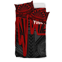 American Samoa Personalised Bedding Set - Seal With Polynesian Pattern Heartbeat Style (Red) - Polynesian Pride
