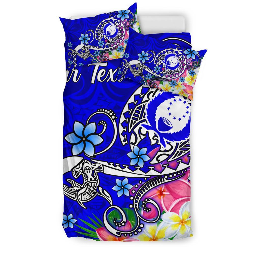 Pohnpei Custom Personalised Bedding Set - Turtle Plumeria (Blue) - Polynesian Pride