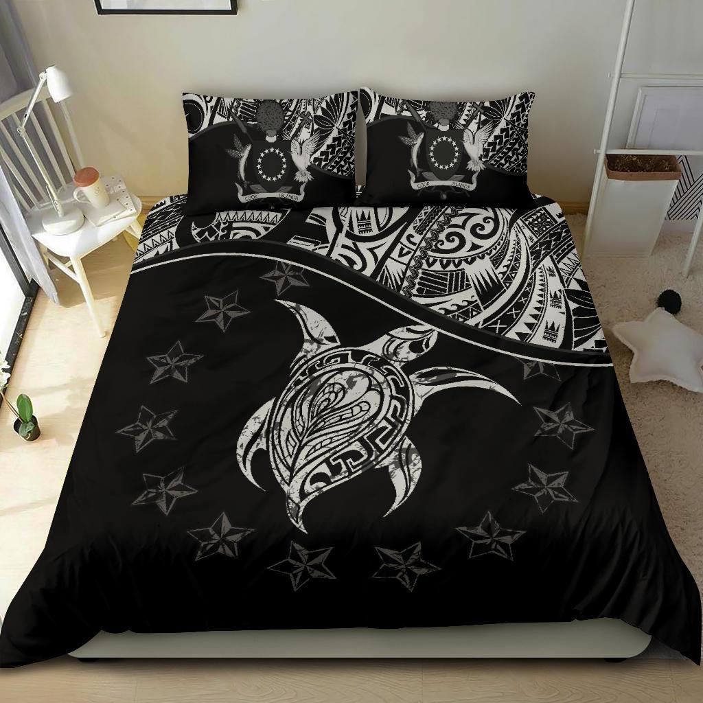 Polynesian Duvet Cover Set - Cook Islands Bedding Set Black - Polynesian Pride