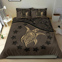 Cook Island Duvet Cover Set - Cook Island Flag & Turtle Tattoo Brown - Polynesian Pride