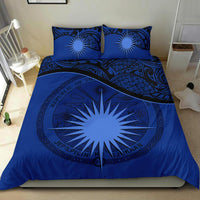 Marshall Island Duvet Cover Set - Marshall Island Coat Of Arms & Flag Dark Blue - Polynesian Pride