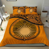 Marshall Island Duvet Cover Set - Marshall Island Coat Of Arms & Flag Orange - Polynesian Pride