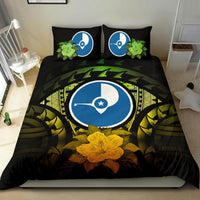 Yap Duvet Cover Set - Yap Flag & Reggae Hibiscus - Polynesian Pride